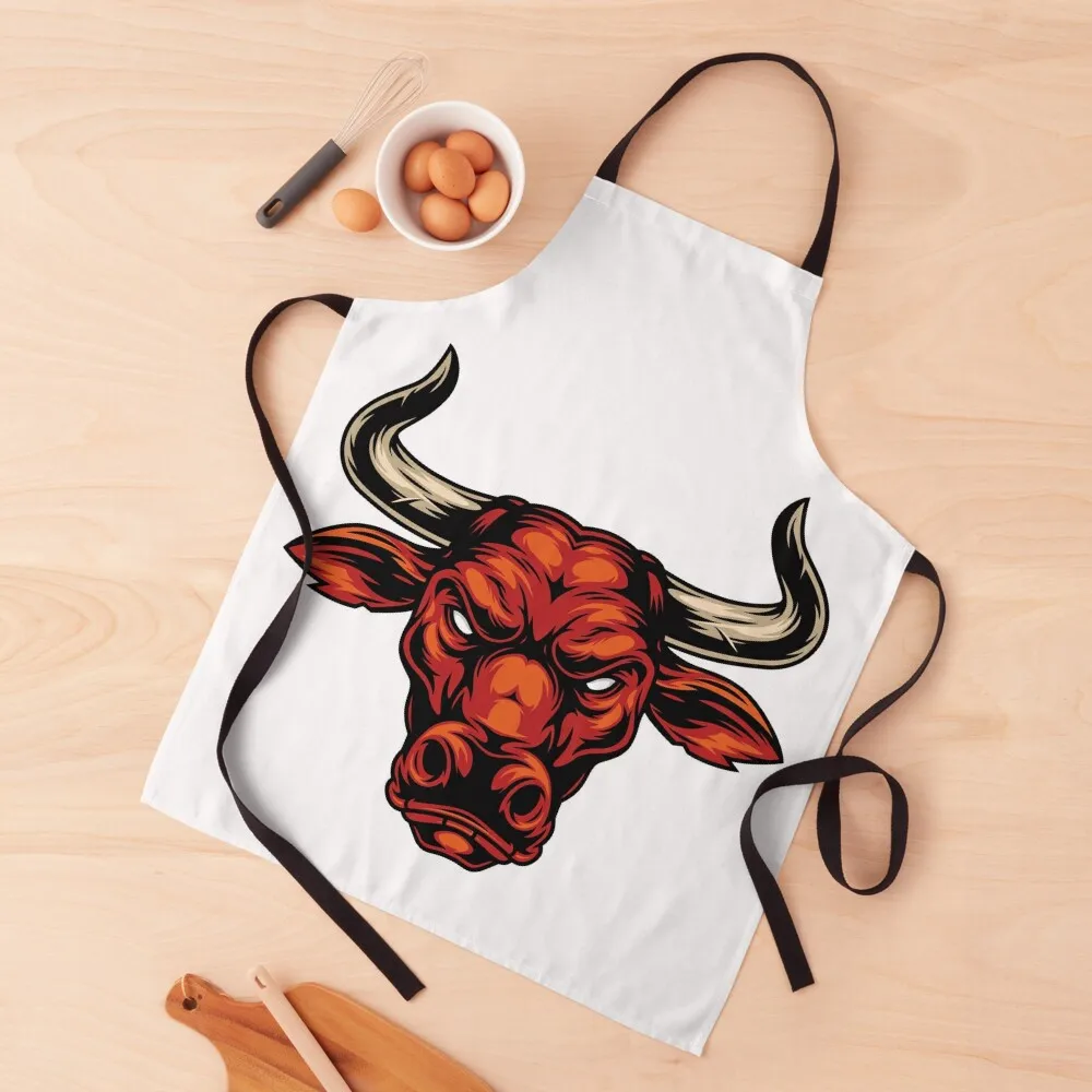 

Angry Red Bull Design Apron Art men's barbecue Apron
