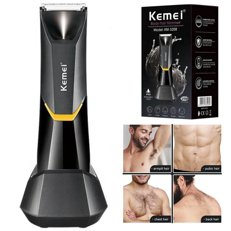 Kemei Body Trimmer For Men Women Electric Facial ,Beard, Bikini ,Hair Trimmer Washable Pubic Groin Ball Shaver Legs Hair Remover