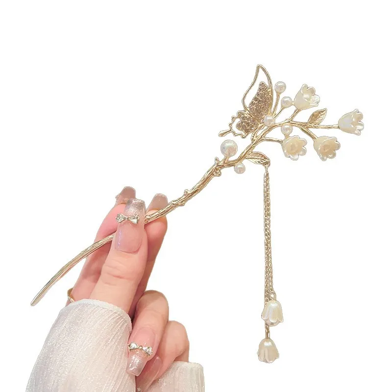 إكسسوارات شعر صينية رائعة جديدة مصنوعة من خليط معدني وإبر شعر نسائية مناسبة للارتداء اليومي ودبابيس شعر للفتيات