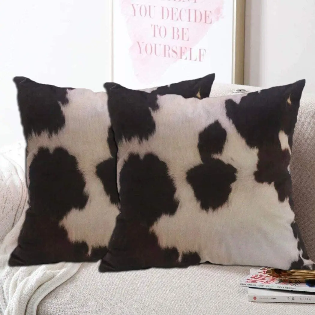 Cow Skin Decorative Pillowcases Cow Spots Pillow Case Home Decor Room Aesthetic Throw Pillow Cover for Bed Couch Sofa 18x18 Inch