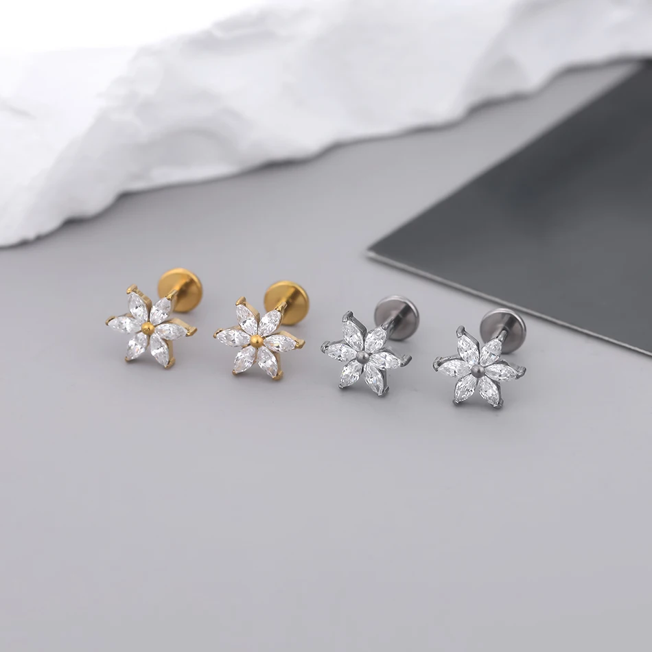 1 Stück G23 Titan Ohr Tragus Ohrstecker Innengewinde CZ Kristall Labret Ring Knorpel Helix Piercing Körperschmuck 16G – Detail 21