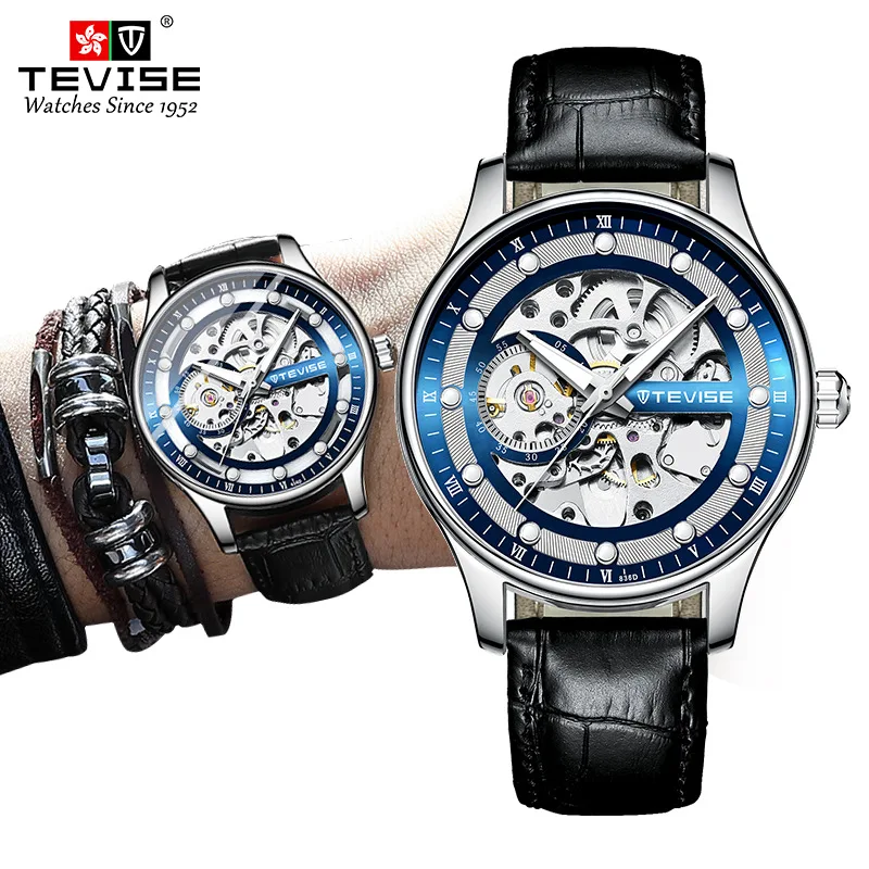 

Hollow Tourbillon Automatic Mechanical Watch Men Fashion Leather Glow-in-the-dark Waterproof Sports Watch