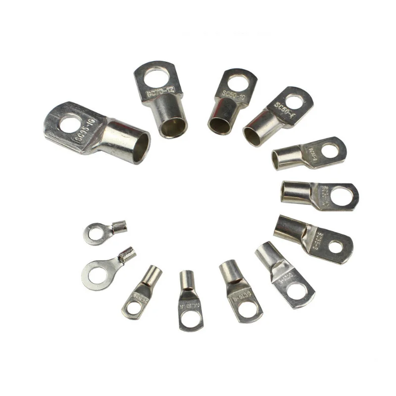 10/20/50/100Pcs SC Type Wire Nose TerminalSC2.5 SC6 SC10 SC16 SC25 SC35Bare Copper Battery Block Lugs Hole Crimp Cable Connector