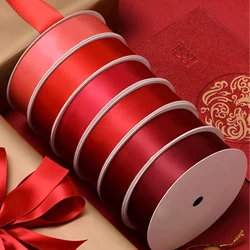 YAMA 25 28 32 38 mm 100yards/lot Double Face Satin Ribbon Light and Dark Red for Party Wedding Decoration Handmade Rose Ribbons