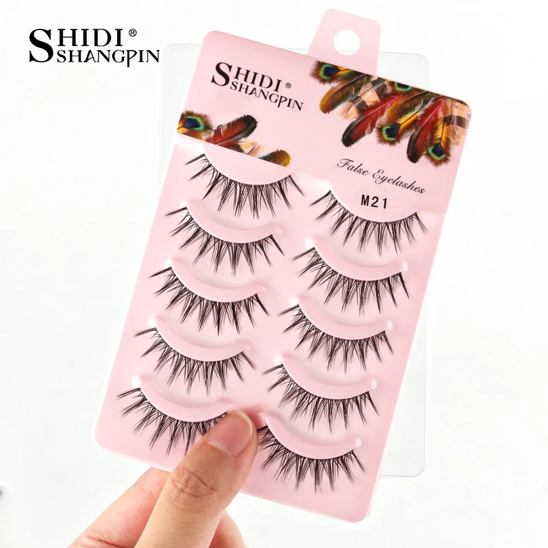SHIDISHANGPIN 3/5 Paar halbe Wimpern, transparenter Stiel, unsichtbares Band, künstliche Nerzwimpern, wiederverwendbar, falsche Wimpern, natürlich, flauschig – Detail 34