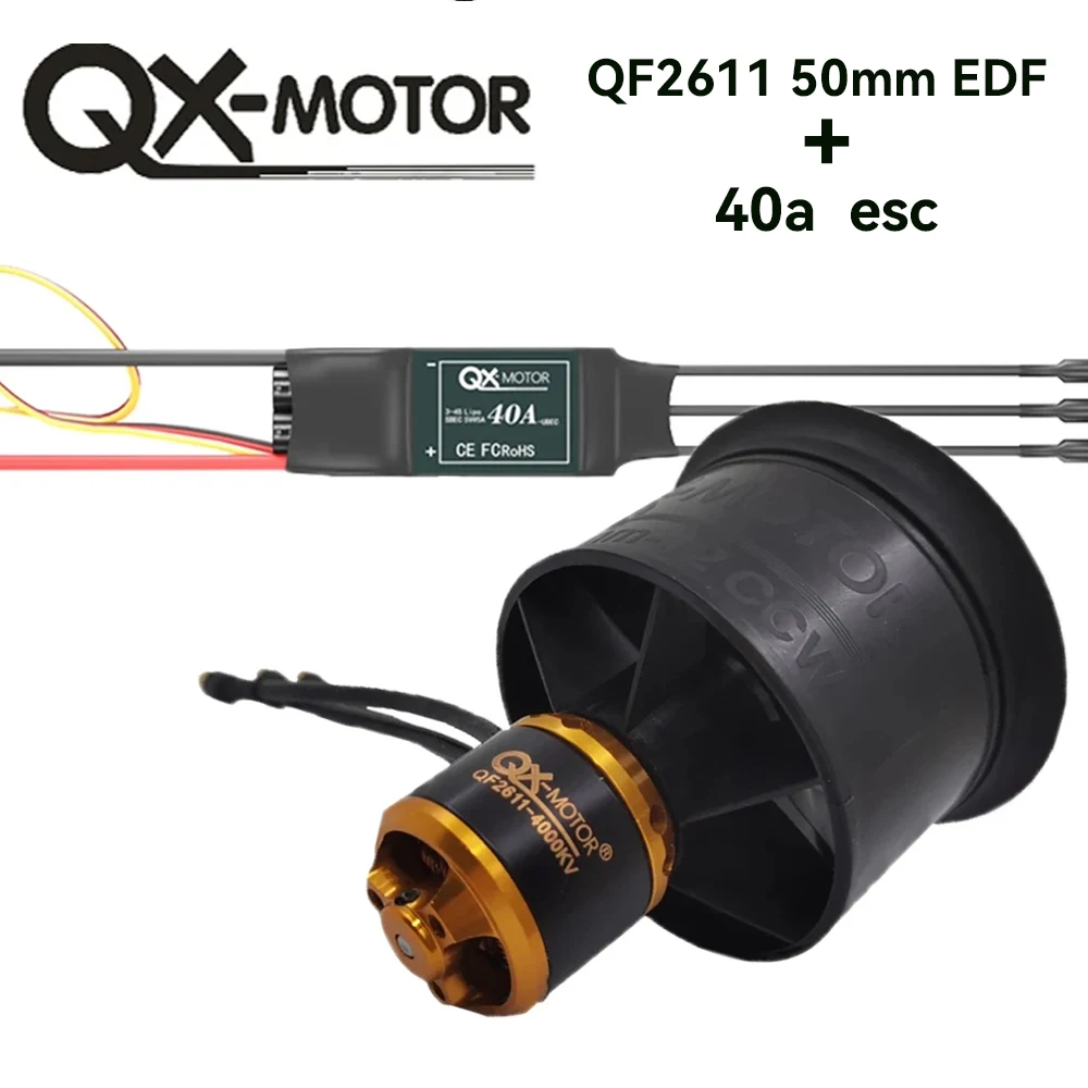 

QX Motor QF2611 3300KV 4000KV 4600KV 3S 4S 50mm EDF 12 Blade Fan Brushless Motor CW CCW With 40A ESC