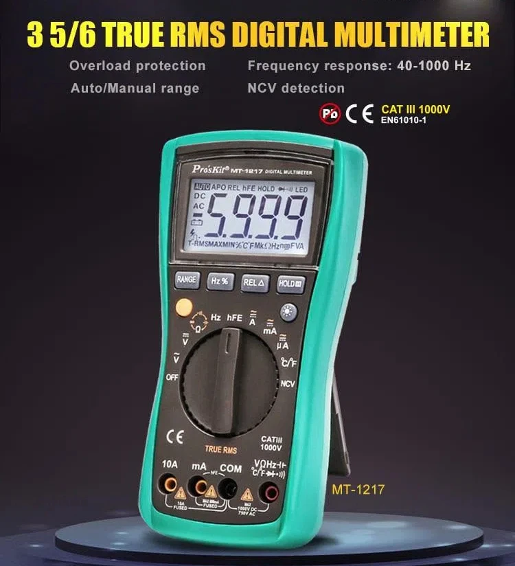 

Pro'sKit MT-1217 true RMS automatic range digital meter Multimeter digital display multi-function meter