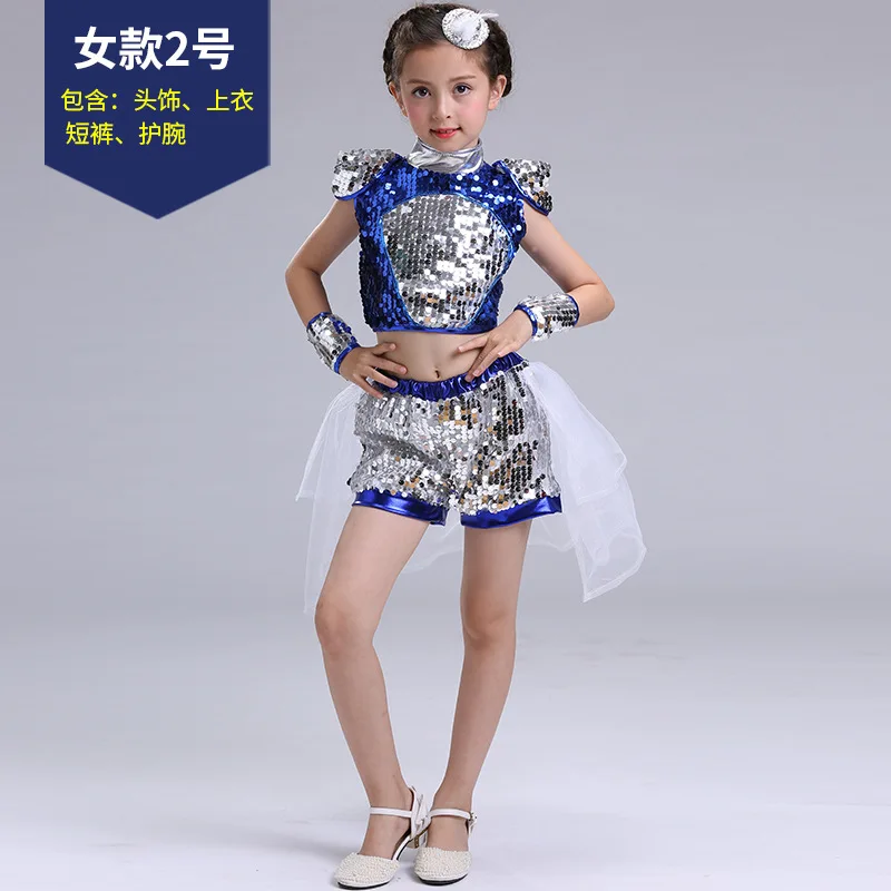 Dance Wear Girls Jazz Dance Street Dance Performance Costumes Children's Modern model Catwalk Sequin Costumes Skirts