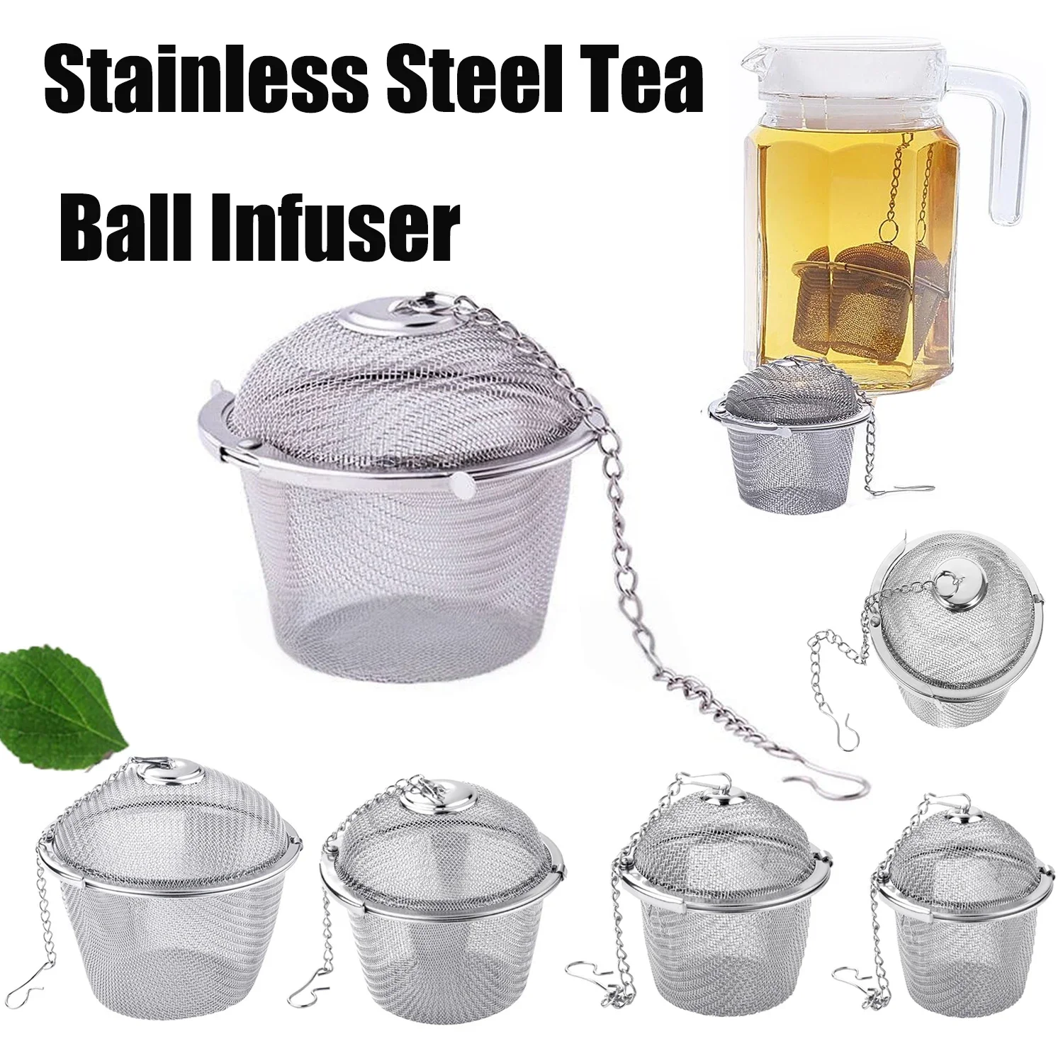 1/2pcs Stainles Steel Mesh Herbal Ball Reusable Tea Spice Strainer Teakettle Locking Tea Filter Seasoning Ball