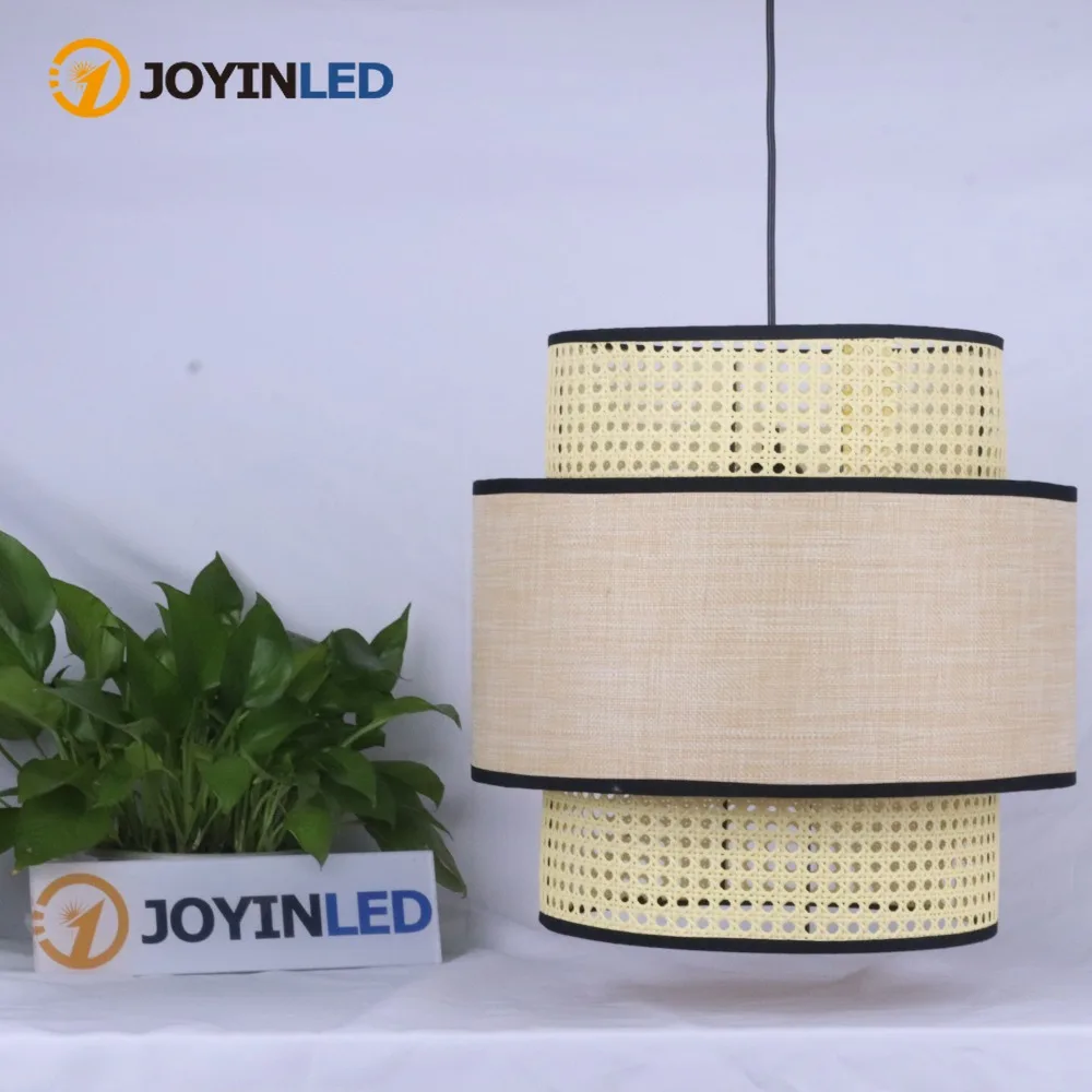 

JOYINLED сельский подвесной светильник из ротанга ручной работы, экологически чистый минималистичный светильник для дома, столовой, острова, лампа E27 диаметром 40 см