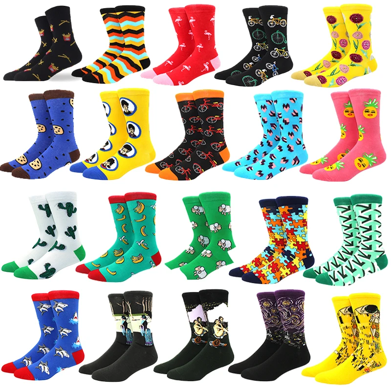 Cool Food Hip Hop Team Socks Funny Street Happy Socks Women's Harajuku Divertidos Skateboarding Ms. Chaussette.