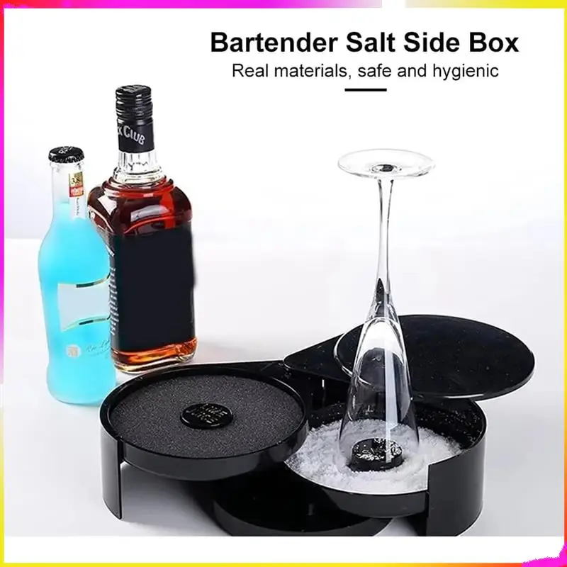 M04K Bar Wine Accessories,3-Layer Rotating Cocktail Seasoning Box, Mixed Salt And Sugar Box, Bar Bartender Mixer Toolbox