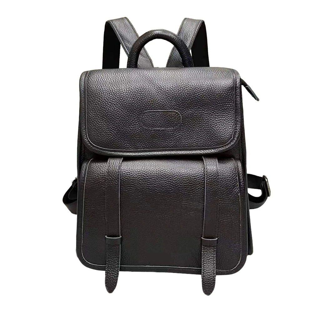 Casual Daily Cow Leather Backpack Women Black Ladies Travel Genuine Leather Knapsack College Young Girls Shoulder Bag