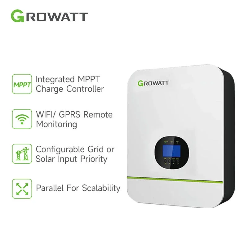 

Growatt SPF 3000TL HVM Battery Voltage 24V 3KW Single Phase Off Grid Inverters with Parallel Function