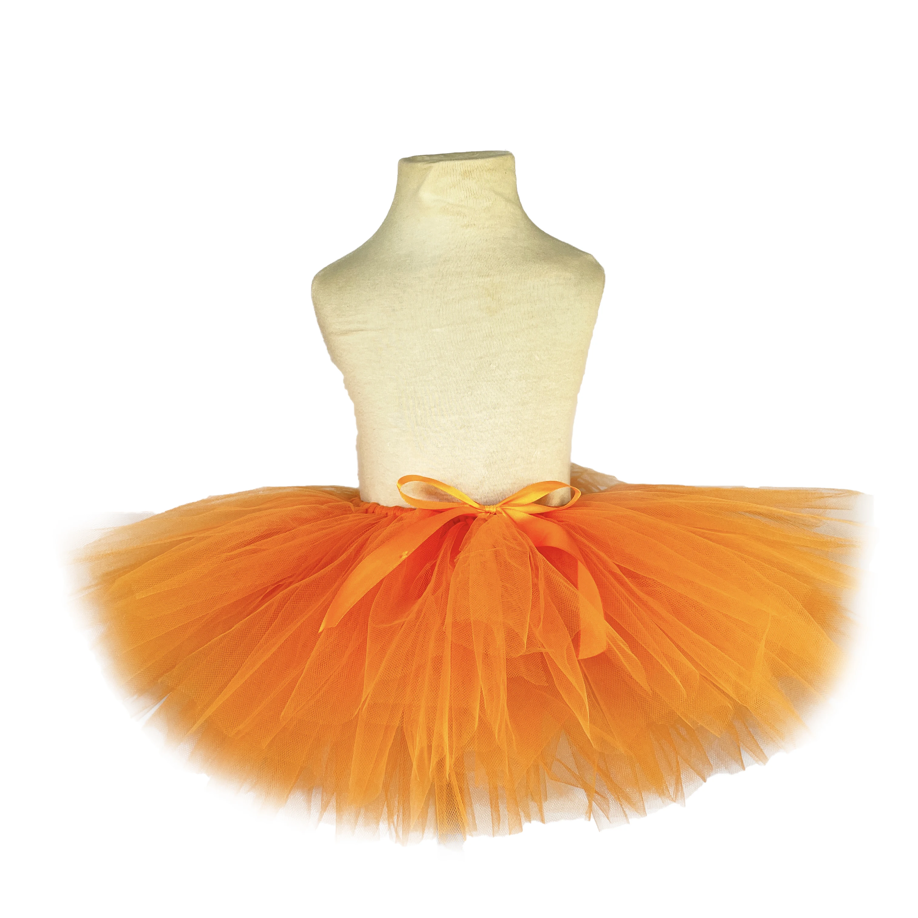 Girls Orange Pumpkin Tutu Skirts Baby Ballet Tulle Pettiskirts with Hairbow Kids Birthday Halloween Cosplay Party Costumes Skirt