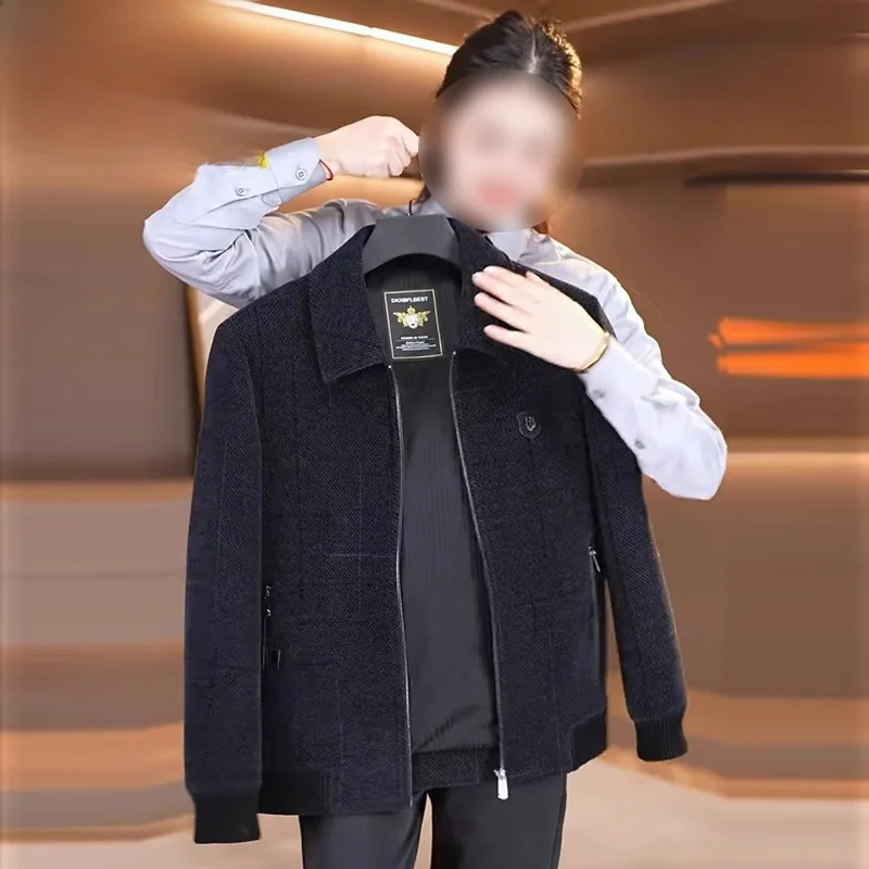 

Мужское пальто Thiened Fce Jaet Dad, осенне-зимнее деловое повседневное пальто со стойкой, длинное свековое пальто на молнии, обычное Le...