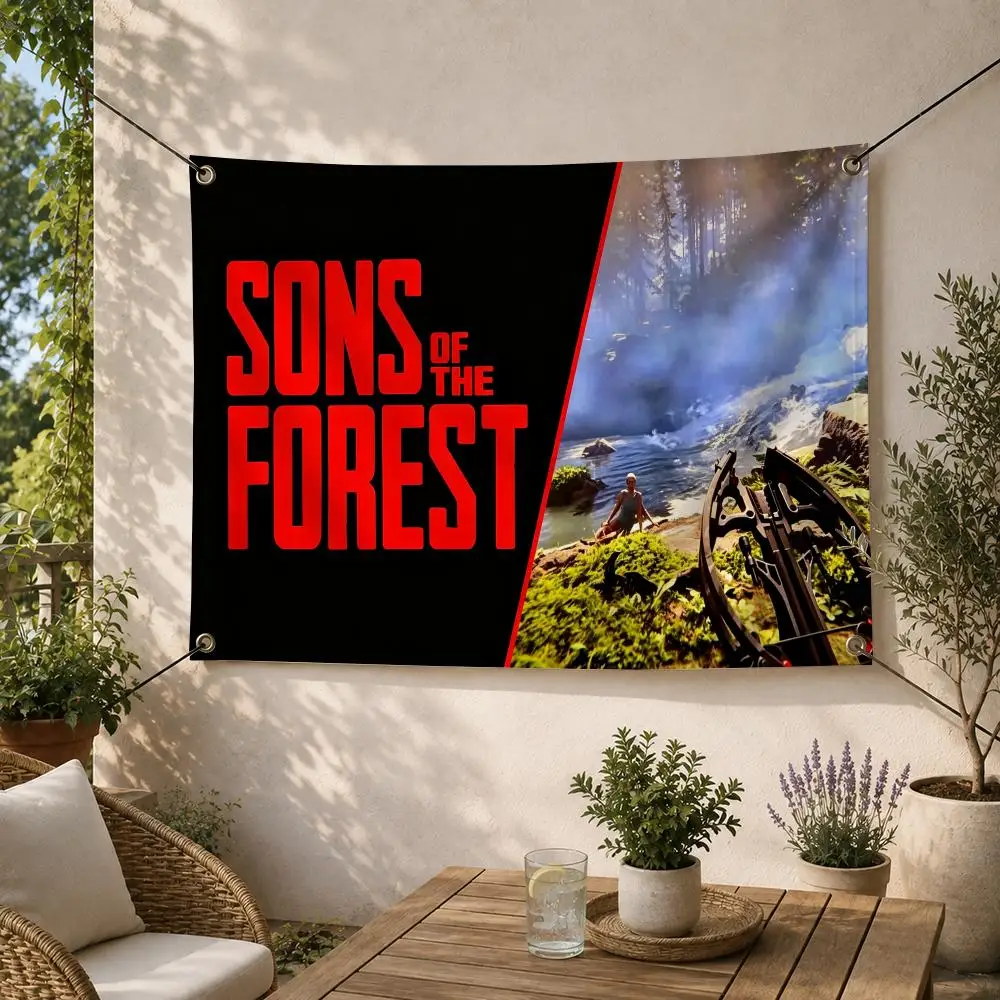 Sons Of The Forest Survival Horror Flags Decorative Flag Banner for Outdoor Garden Yard Camping Party Home Wall Hanging Decor