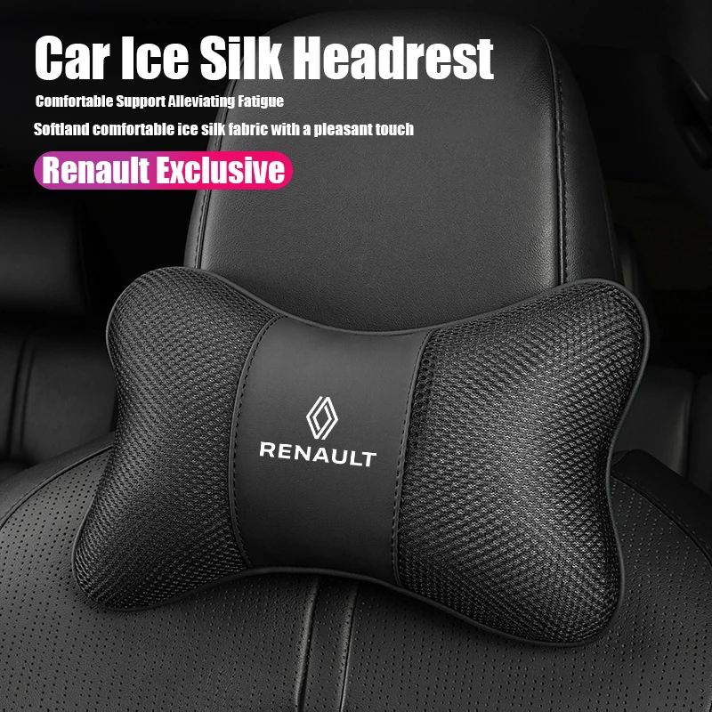 Reposacabezas de seda para coche, almohada transpirable para el cuello, juego de reposacabezas para Renault Clio Sandero Captur Megane R5 4 E-tech Scenic Austral QM6