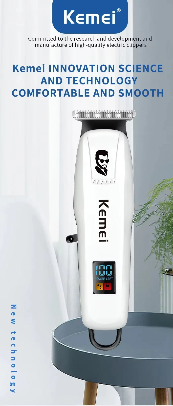 Kemei KM-PG809A KM-PG232 LCD USB Lade Haarschneidemaschine Einstellbare Professionelle Schneidemaschine KM-3382 Rasierer Trimmer für Männer – Detail 13