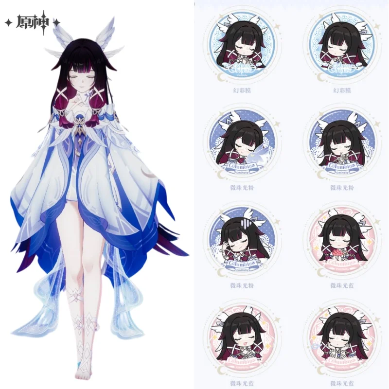 

Original Genshin Impact Columbina Badges Blind Box La Damisela 58mm Tinplate Badges Pearlescent Color Anime Goods Birthday Gifts