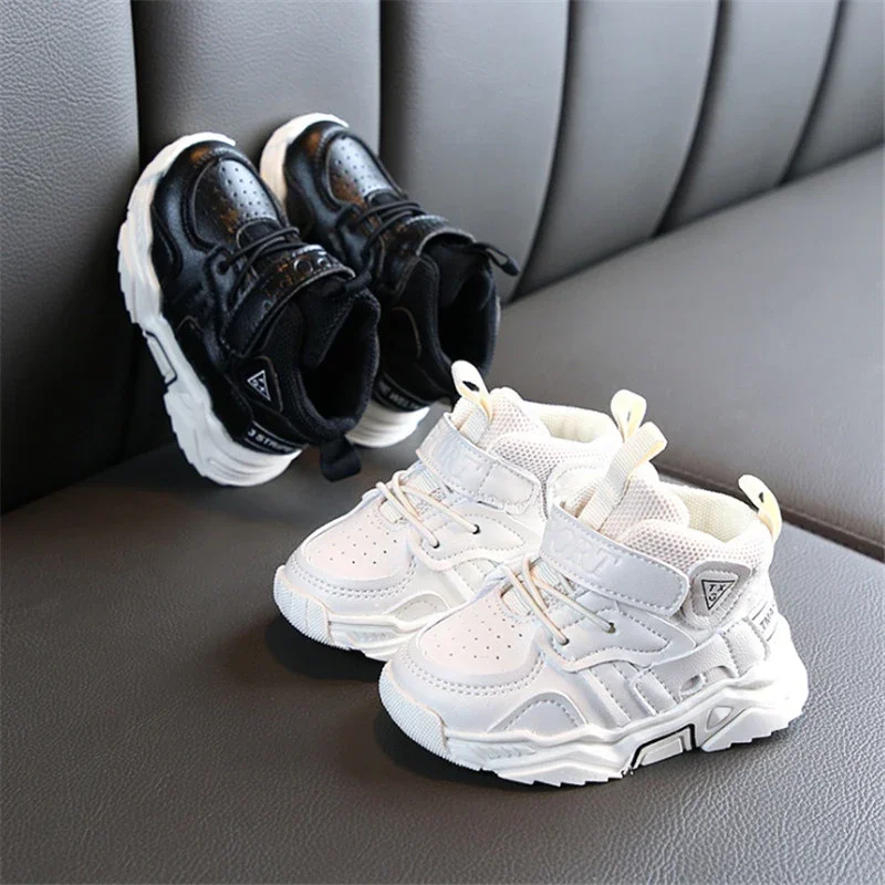 AOGT 2022 Soft Comfortable Baby Toddler Shoes - Black/White Kid Sneakers