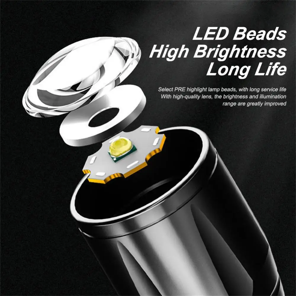 Mini Flashlight Portable Adjustable USB Rechargeable LED Flashlight High Power Focus Lantern Lamp Waterproof Night Light