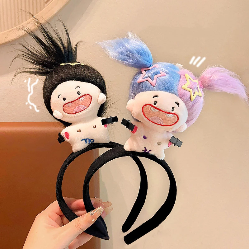 

Girls Cartoon Cute Doll Headband Funny Plush Hair Hoop Women Braided Doll Hair Hoops Face Wash Hair Hoops Sweet Hair Accessories