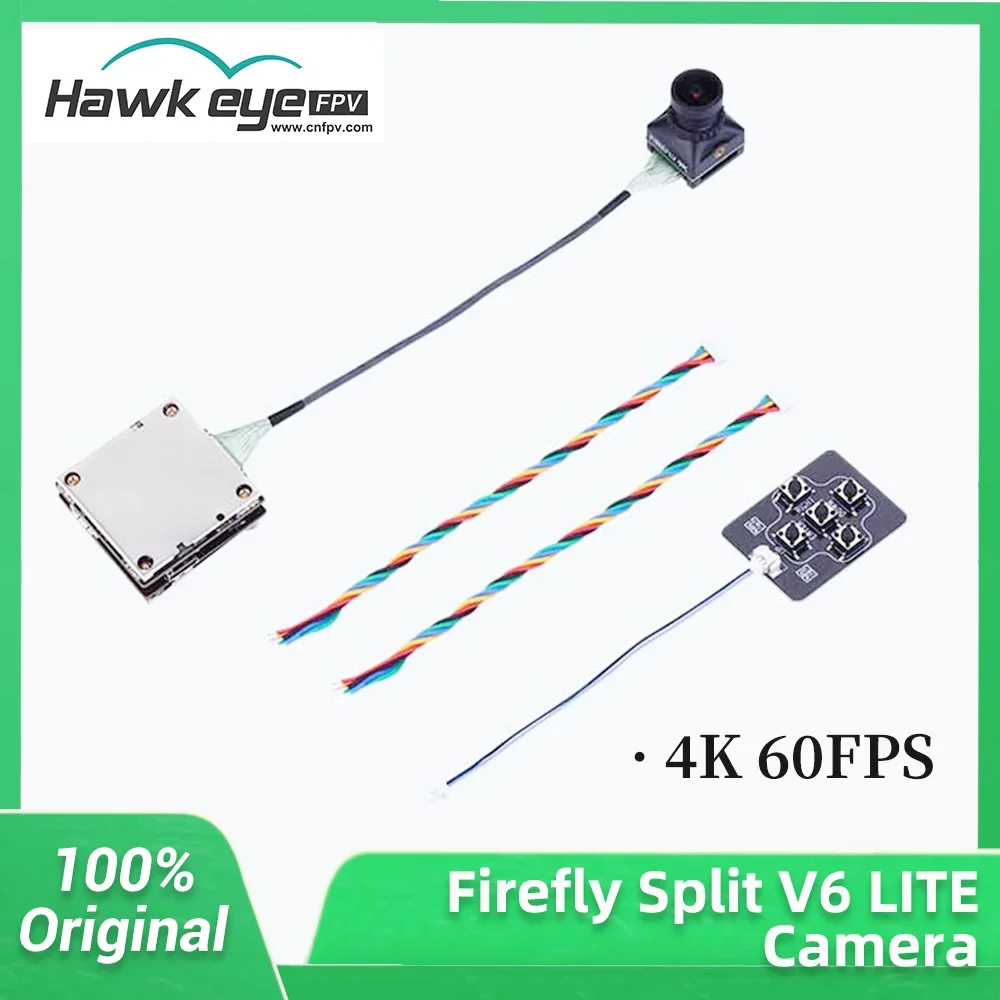 AeroPartsHawkeye Firefly Split V6 LITE 4K 60FPS HDR FPV Camera WiFi, HDMI/USB-C, 8X Zoom 170° Wide Angle, RC & Herelink Compatib