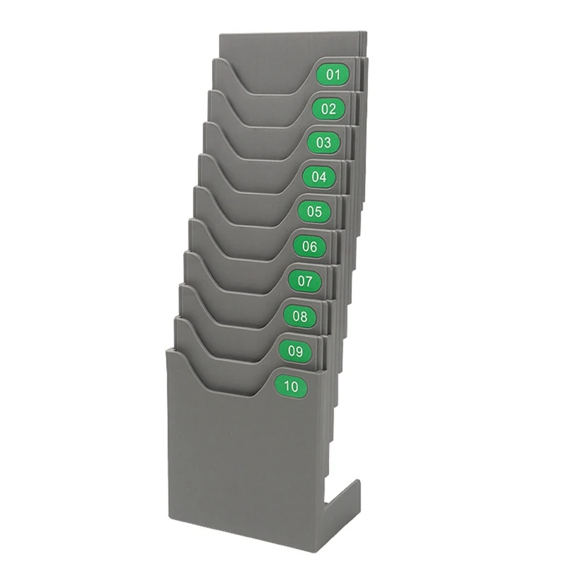10-Position Attendance Card Holder Expand Time Card Stand-Up And Hanging Card Slot Attendance Card Holder