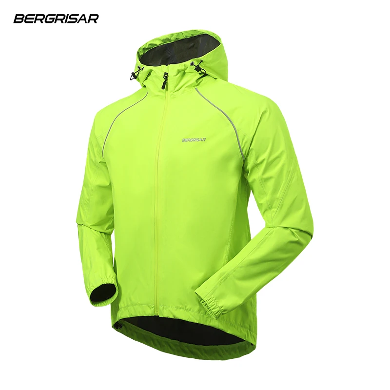 BERGRISAR Men's Windbreaker Cycling Running Rain Jacket Hooded Bike Bicycle Jersey Waterproof Breathable Cycle Clothing