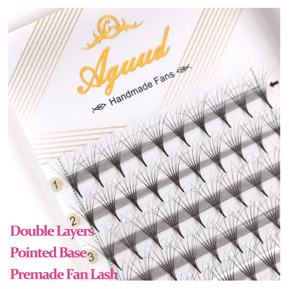 

12 P Pointed Base Premade Fans Lashes Silk Soft Fluffer Fans Eyelash Extension Narrow Stem Double Layers lashes Mega Volume Fans