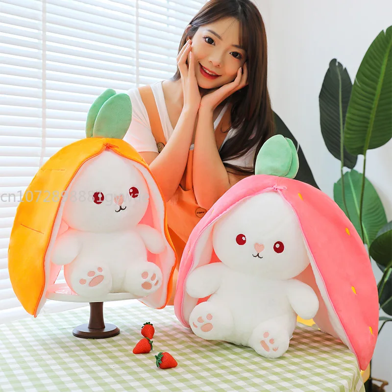 Miniso cute strawberry rabbit plush toy carrot rabbit small fruit doll