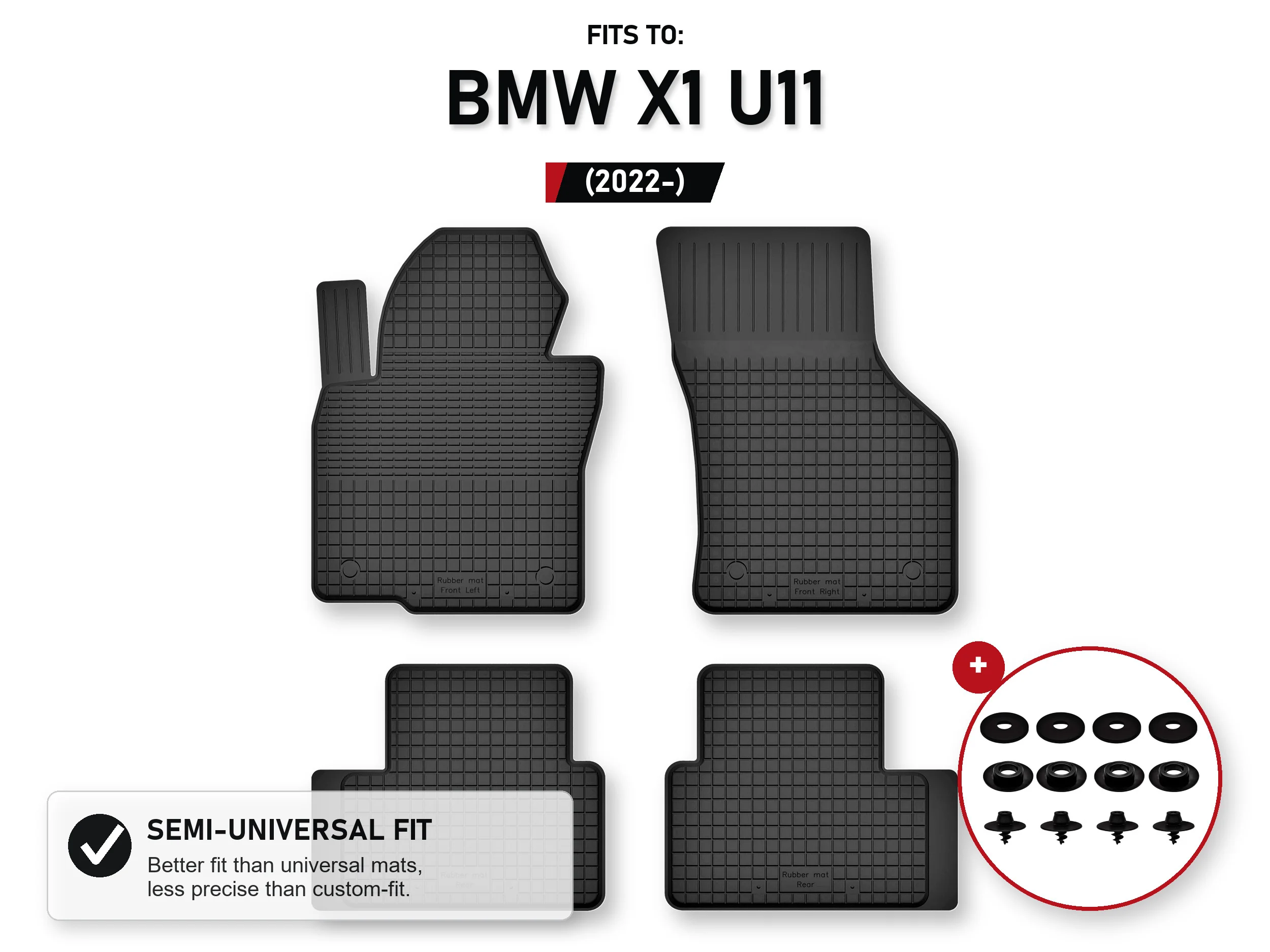Tapijten in de bak Voor: Bmw X1 U11 2022- Crossover 4 stuks Ze Stoperami