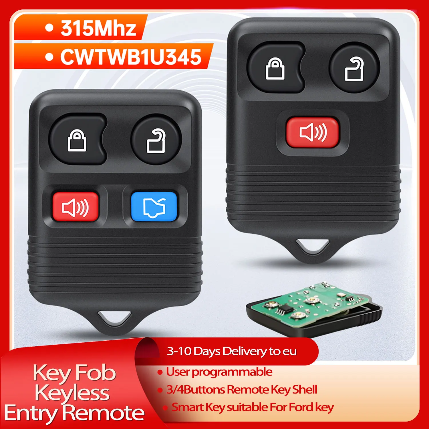 

3/4 кнопочный пульт дистанционного управления автомобильный брелок 315 МГц дистанционный автомобильный ключ без ключа для Focus Ford Mazda Clicker передатчик исследователь