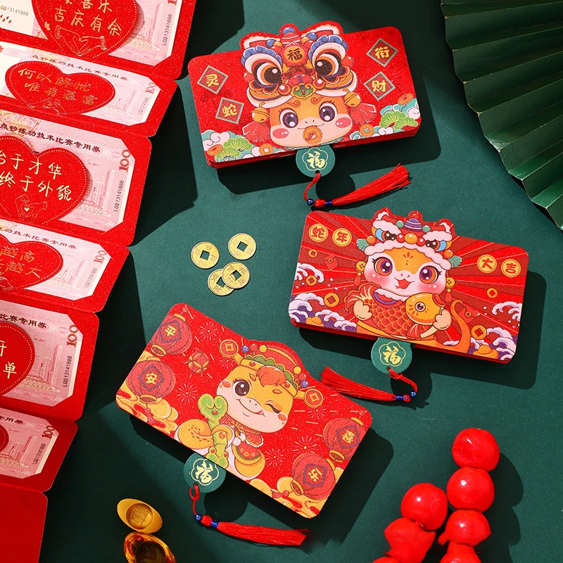 1Pcs 2025 Snake Year Folding Red Envelopes Luck Money Bag Bless Pocket Red Packet Spring Festival New Year Decorations