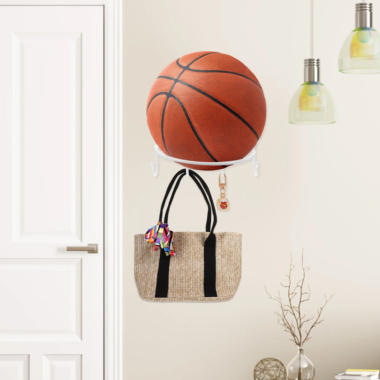 

Basketball Storage Rack 3 Hooks Iron Wall Mount For Home Gym Sports Balls Stand DisplayHelmet Holder Basketball
