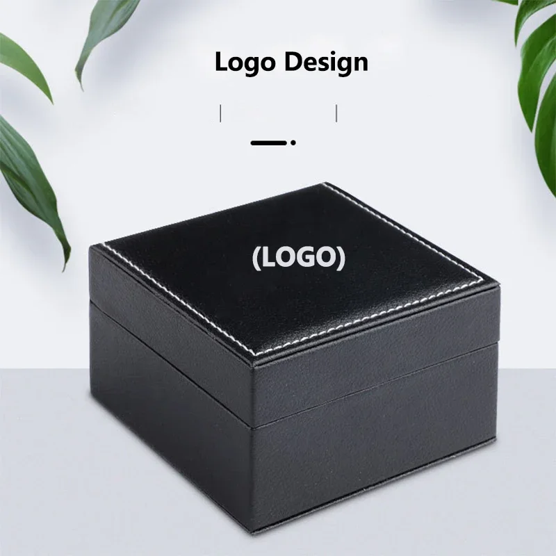 Customizable Logo OEM PU Leather Flip Plastic Embryo Watch Box Quantities Wholesale Storage Box Organizer Customizable Text Name