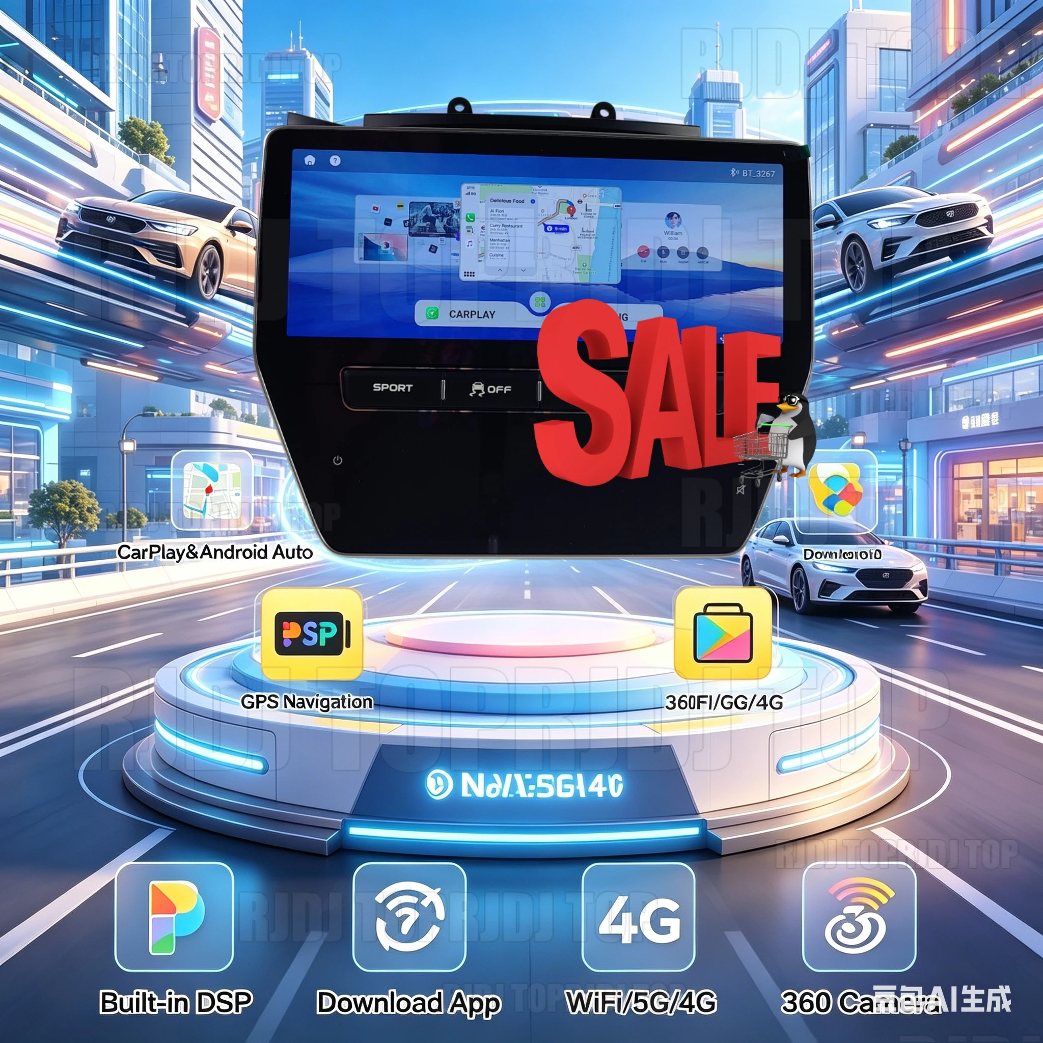 

22inch QLED Screen Android 13 For Maserati GT 2007 - 2015 Car Radio Multimedia Video Player Auto Air Conditioning Panel Carplay