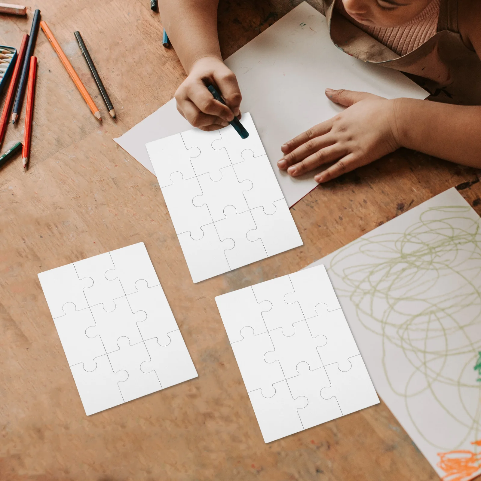 Rompecabezas en blanco Diy dibujo rompecabezas para colorear rompecabezas de madera piezas de rompecabezas juego de actividades artesanales para niños juego educativo