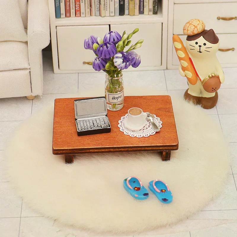 ชุดคอมพิวเตอร์จิ๋ว 1/12 สำหรับบ้านตุ๊กตา โต๊ะเตี้ย แจกัน ของตกแต่งบ้านตุ๊กตา ของเล่นเด็ก ของขวัญ