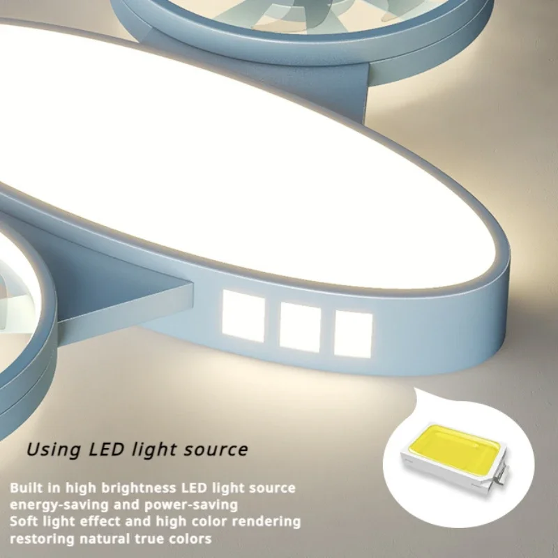 ไฟพัดลมติดเพดานสำหรับห้องเด็ก, โคมไฟ hiasan interior พัดลมเครื่องบินรูปทรงทันสมัยและเรียบง่าย
