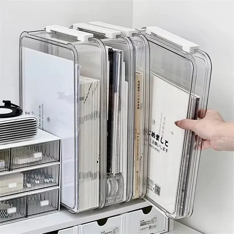 Acrylic Transparent Desktop Paper Storage Box A4 File Document Exam Paper Organizer Household Dust Proof Card Holder Case