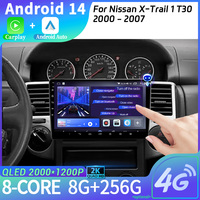 Android 14 For Nissan X-Trail 1 T30 2000-2007 Car Radio Wireless Bluetooth Apple Carplay GPS Multimedia Touch Head Unit Screen