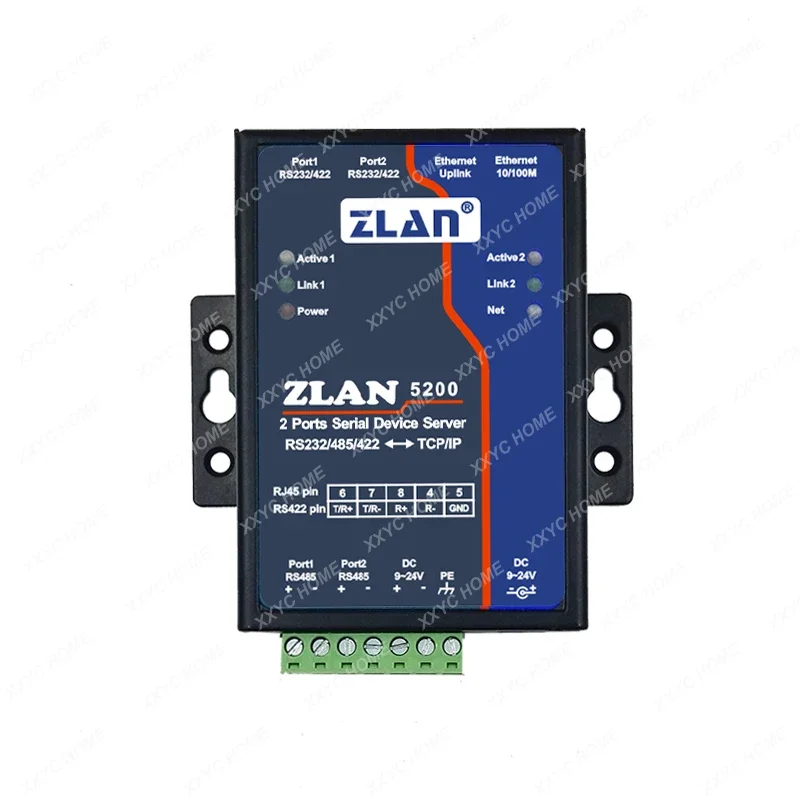 ZLAN5240 2 port RS232 RS485 RS422 to Ethernet RJ45 Converter dual serial server Switch support Modbus TCP RTU replace ZLAN5200