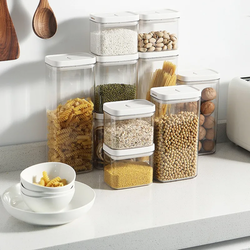 Moisture-Proof and Insect-Proof Transparent Air-Tight Food-Grade Plastic Storage Canister for Snacks,Grains,Coffee Beans Storage