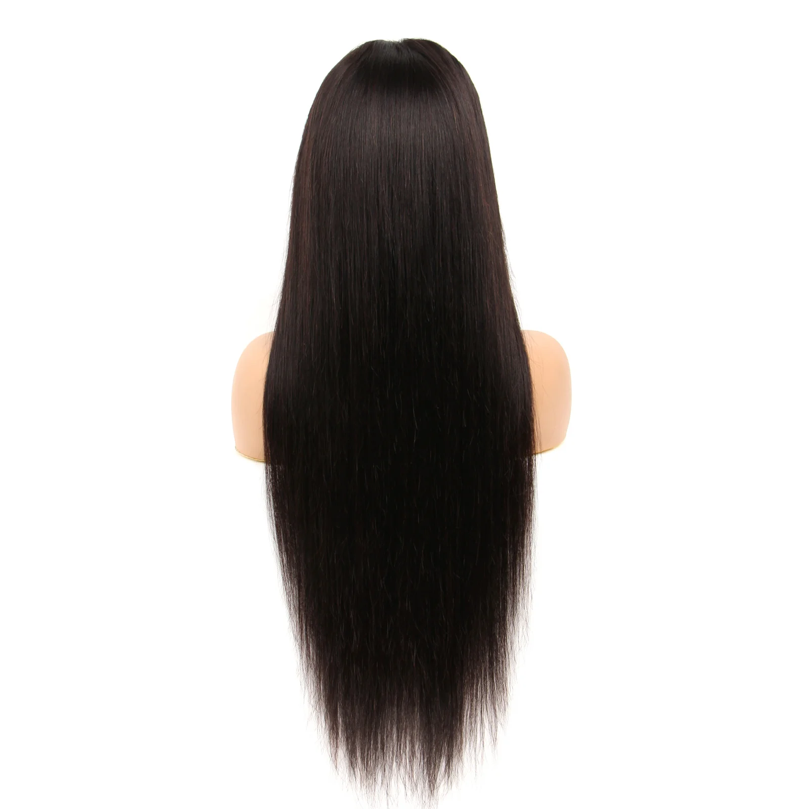 Peruca de cabelo humano frontal do laço transparente para mulheres, preto natural, reto, pré arrancado, 13x4