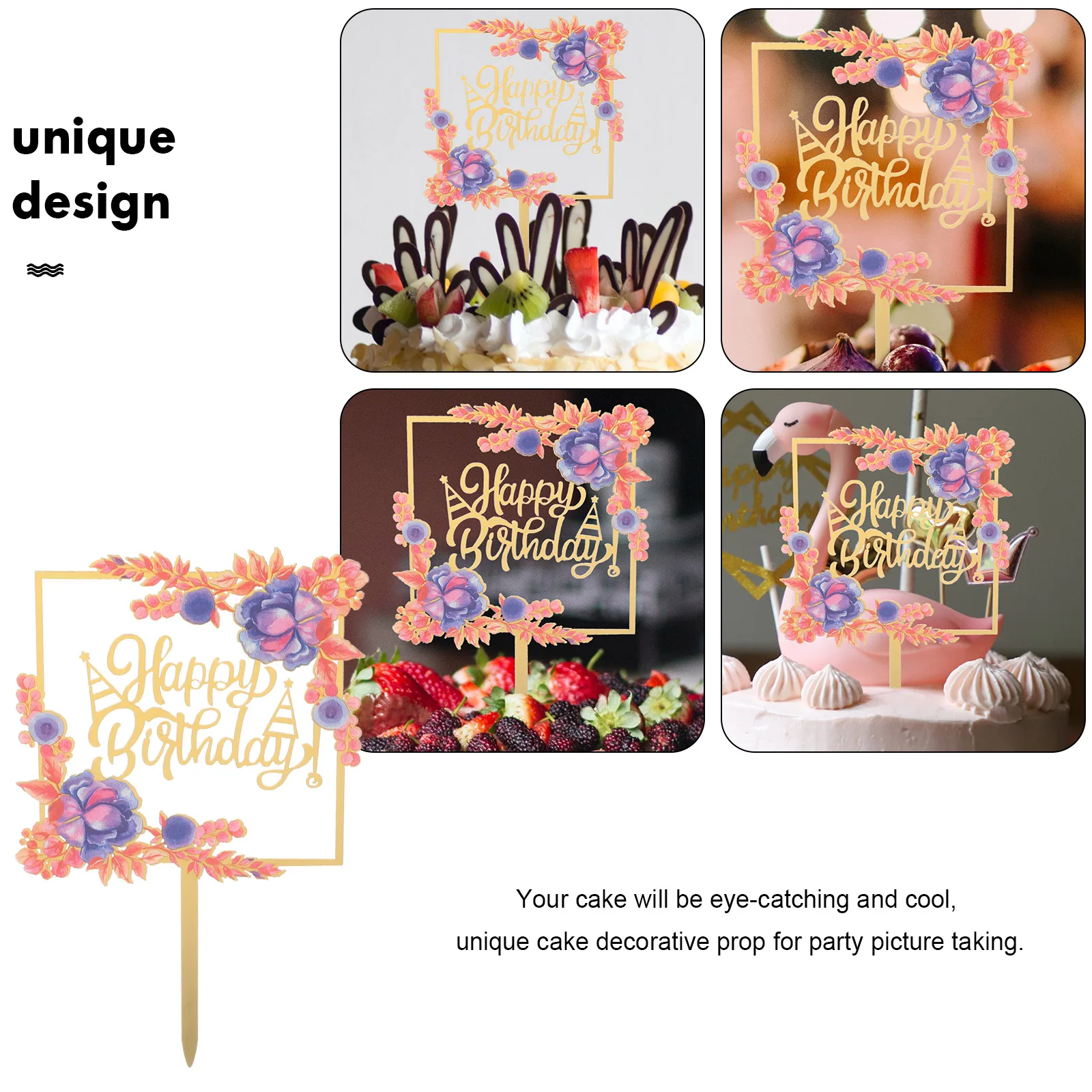 

Acrylic Inserts Happy Decor Topper Birthday Cupcake Toppers Party Cake Picks Dessert Decorations Cake Pick Birthday Party