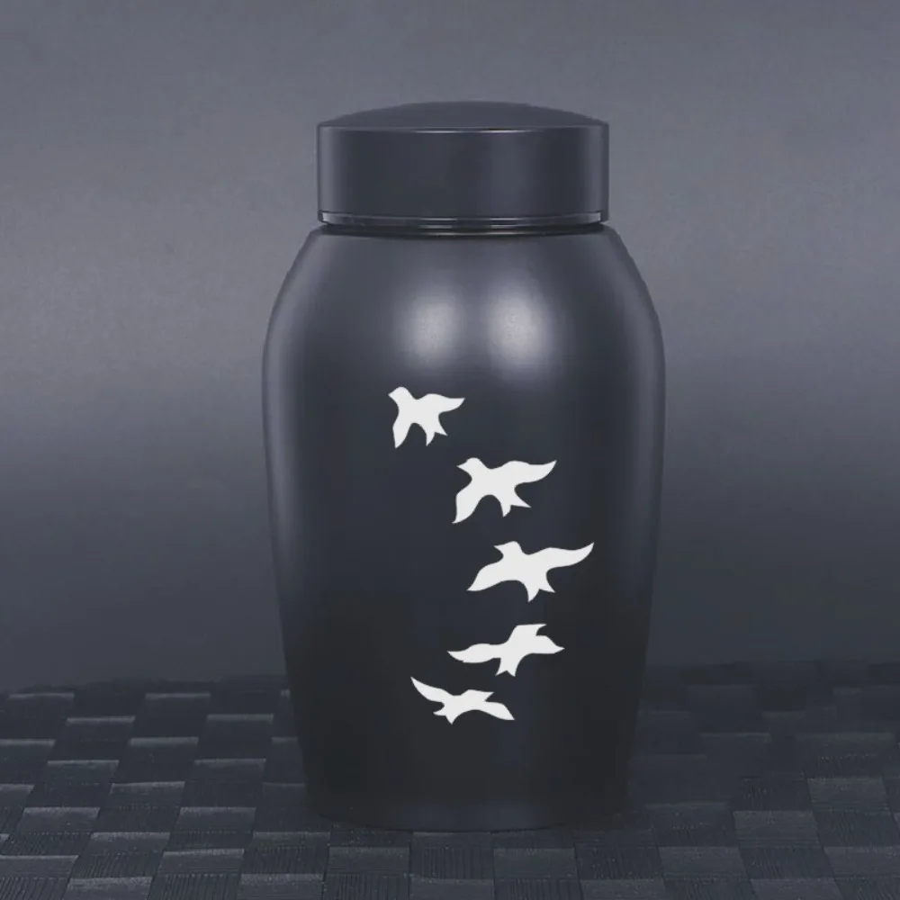 Columbarium Stainless Steel Pet Ashes Urn Black Moisture-Proof Memorial Pet Urn Portable Pet Cremation Urn Funeral Supplies