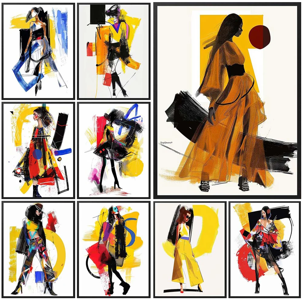 

Modern Woman Girl Abstract Portrait Prints Poster Wall Art Canvas Painting Home Decor Wall Pictures For Living Room Unframed