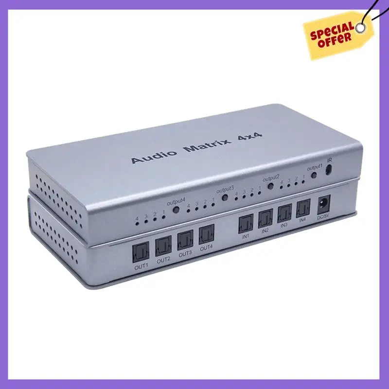 

-A96Z 4X4 Audio Matrix Spdif Toslink Digital Optical 4 In 4 Out Audio Switch Converter Splitter Box For TV DVD Player EU PLUG